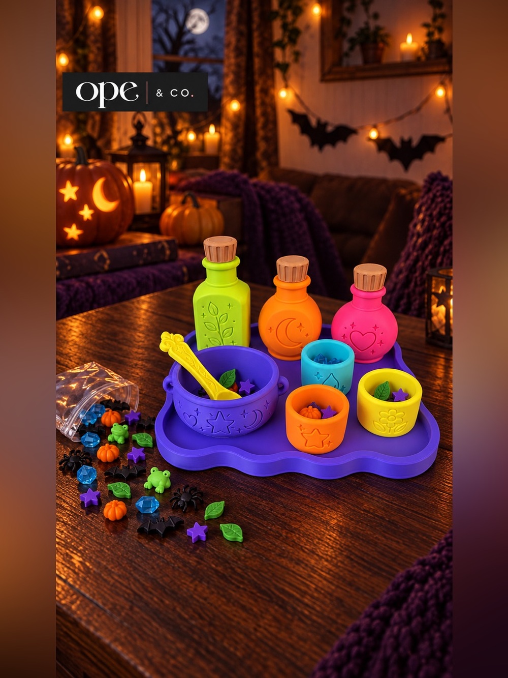 Colorful Halloween Potion Playset - Purple, Pink, Orange, Yellow, Green, Blue